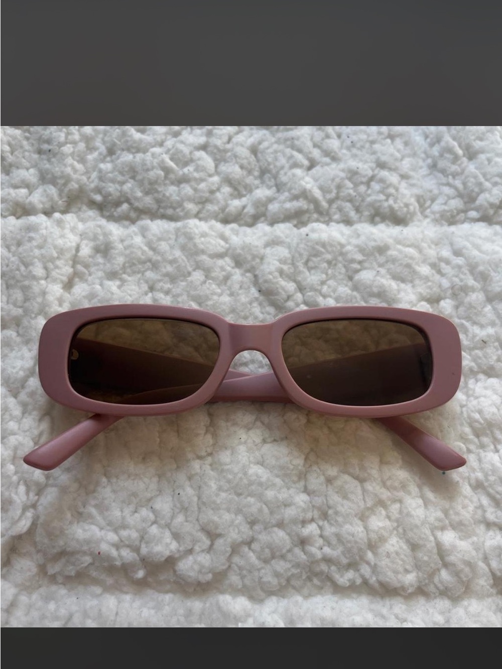 Matte Pink Rectangular Women's Sunglasses - Unbranded